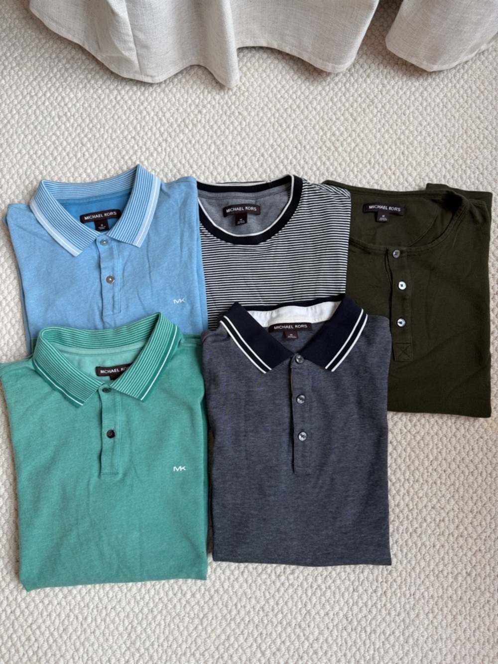 Michael Kors Men’s Polo & Henley Set - Light Blue, Mint, Navy, Charcoal & Olive